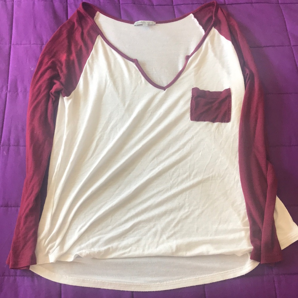 Charlotte Russe baseball sleeve top (M)
